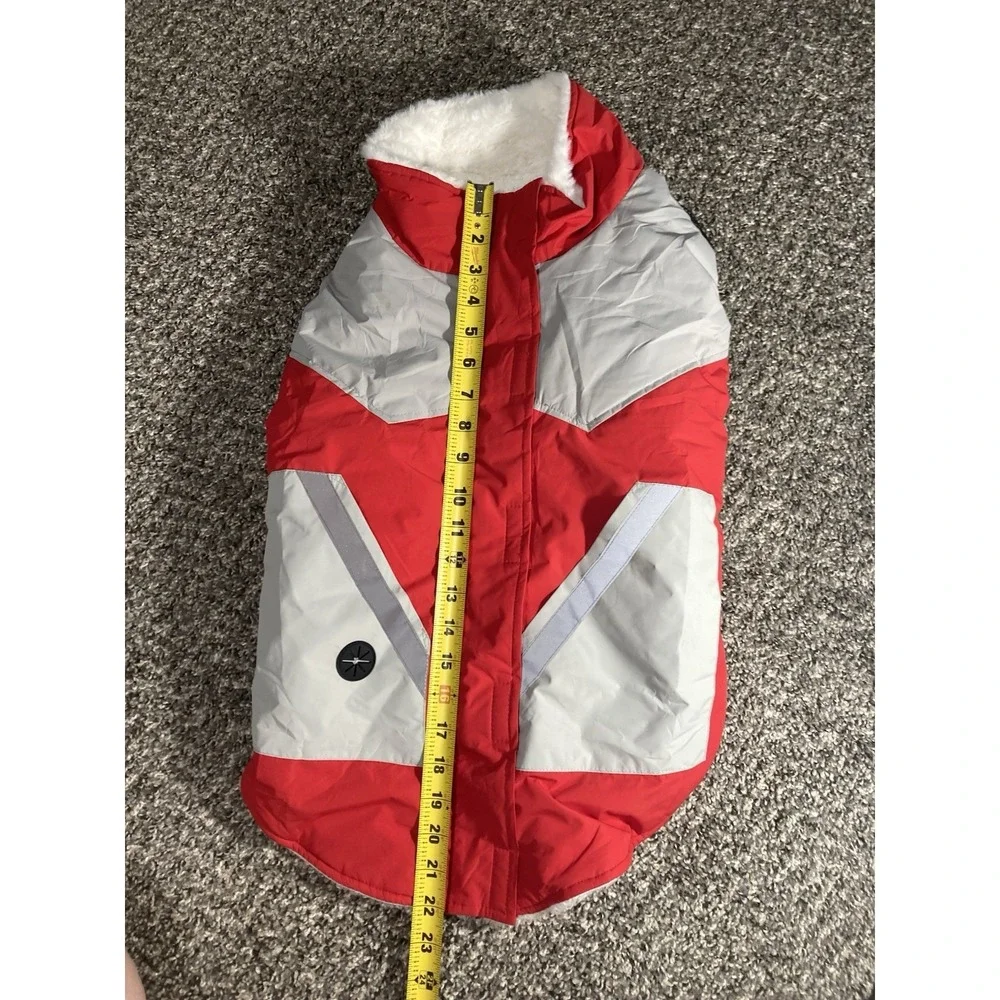 FUAMEY Warm Machine Washable Dog Coat Jacket XL‎ Red Gray White Polyester